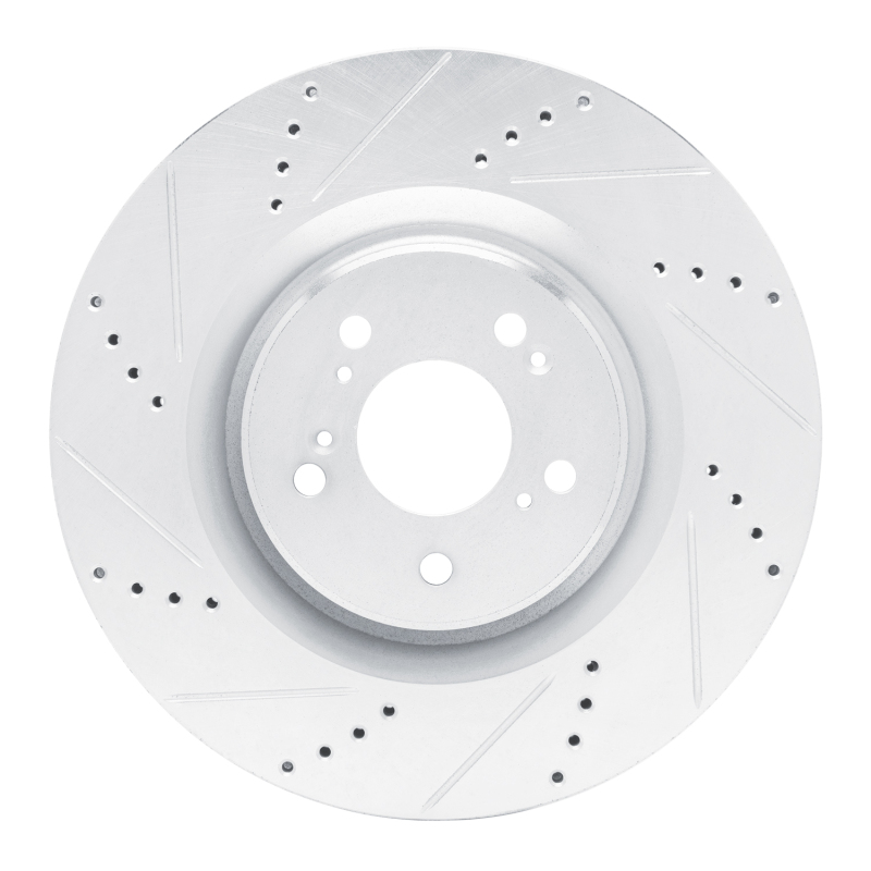 Acura TLX Brake Rotor (1) - Front Left - R1 Concepts - Drilled & Slotted - Silver - `21-`25